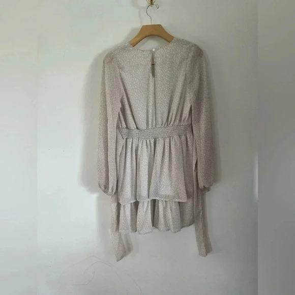 Japna Tan and White Leopard Print Lined Long Sleeve Dress Size Large - Picture 6 of 9